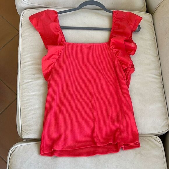 A New Day ruffled sleeveless top, size XL, red - Picture 3 of 5